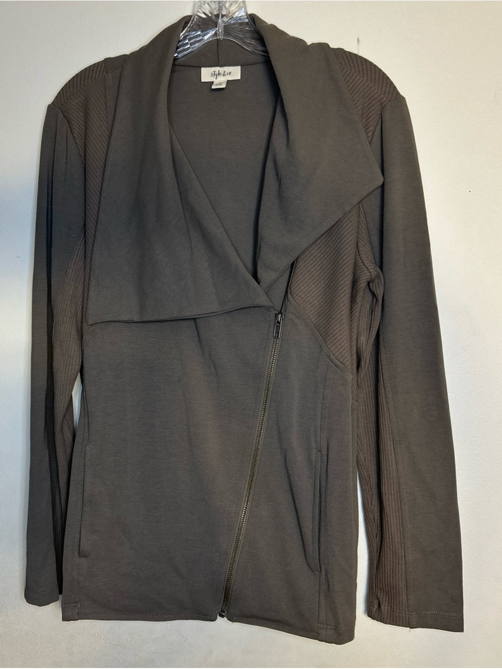 Style & Co. Women's Dark brown Asymmetrical Zip Jacket